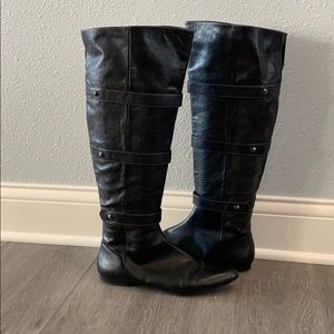 Black knee high leather Adora boots